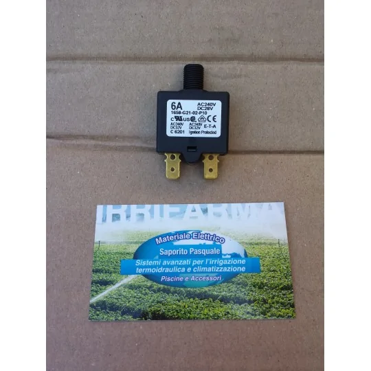 Dettaglio faston Disgiuntore termico di protezione 6 A con tasto reset irrifarma.it