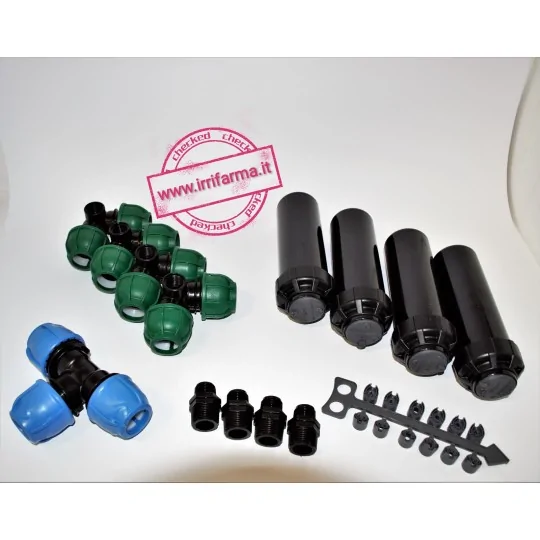 composizione Kit irrigazione 100 Mq a pop up per prato da 10x10 metri irrifarma.it