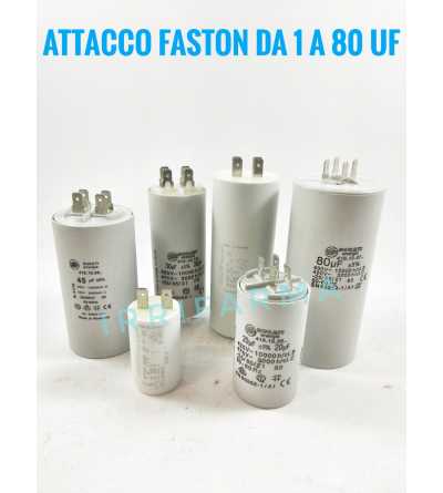 Dettaglio variante disponibili Condensatore di spunto per motore monofase 220v con dielettrico a Faston 450V AC irrifarma.it