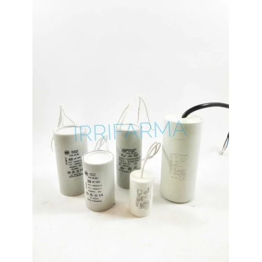 Dettaglio gamma disponibile Condensatore spunto di marcia 40 uf 450V AC attacco a fili irrifarma.it