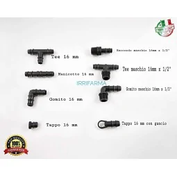 Raccordi a portagomma 16 mm per ala gocciolante e tubo PE – scegli la figura irrifarma.it