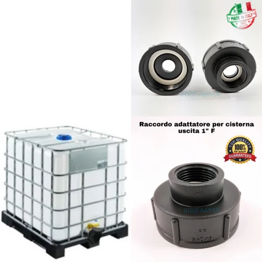 Applicazione Adattatore per rubinetto cisterna 1000 litri Raccordo F/F S60X1" Bucchi irrifarma.it