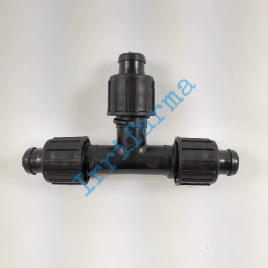 vista dall'alto Raccordo Tee rapido per manichetta gocciolante 16 mm (innesto con ghiera) irrifarma.it