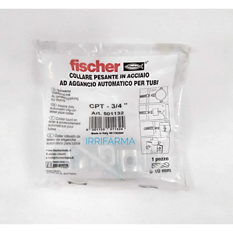 Collare pesante in acciaio con fischer per tubi  da 1/2" a 4"
