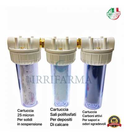 Depuratore di acqua Kit filtro a 3 stadi a carboni attivi irrifarma.it