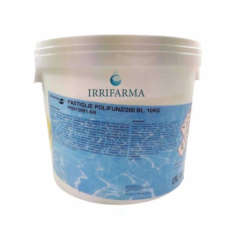 Pastiglie piscina multifunzione in secchio da 10 Kg Brentag irrifarma.it