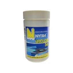 Cloro granulare piscina 1 kg Nytra – Dicloro 56% per piscine piccole, fuoriterra e minipiscine irrifarma.it