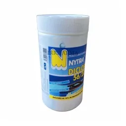 Pastiglie cloro piscina 20 g Nytra 1 kg – Dicloro 56% a dissoluzione rapida (piscine piccole e idromassaggio) irrifarma.it