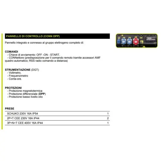 Dettaglio quadro comando Generatore di corrente Pramac 12 KW P12000 irrifarma.it