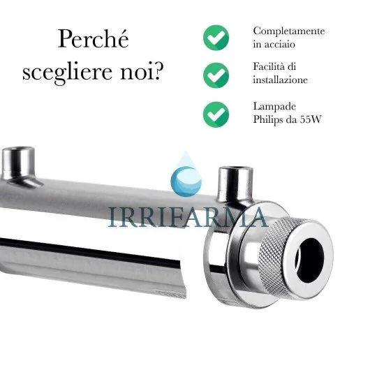 Scheda tecnica Lampada uv depurazione acqua sterilizzatore battericida 165W irrifarma.it