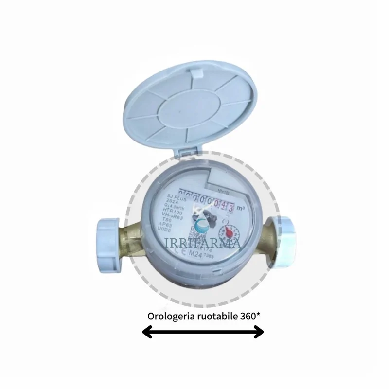 dettaglio orologeria orientabile Contatore acqua fredda calda 3/4" con quadrante girevole e smart Maddalena SJ Plus irrifarma.it