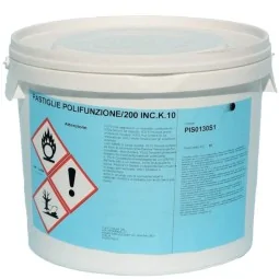 Pastiglie piscina multifunzione in secchio da 10 Kg Brentag 3 azioni Cloro Alghicida Flocculante Brentag irrifarma.it