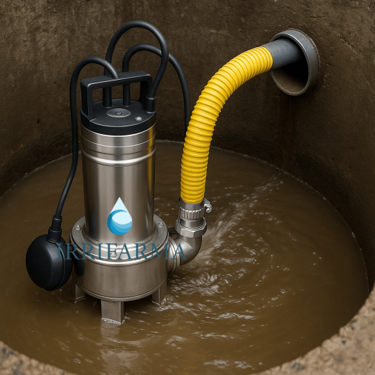 Montaggio Pompa sommersa acque nere Domo 7VX/B Lowara immersione acque scure irrifarma.it