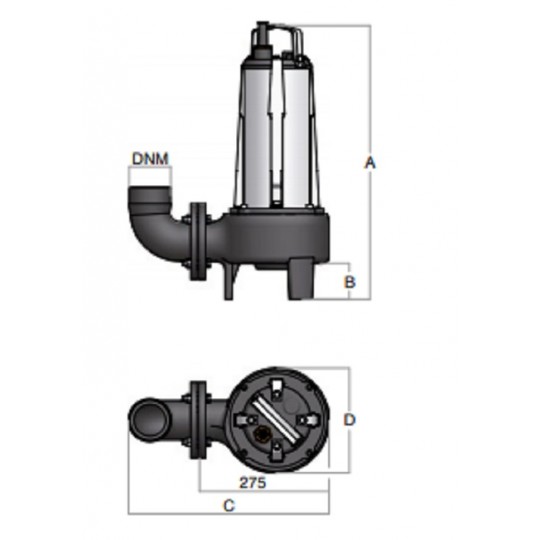 Dimensioni Pompa sommersa acque nere Semisom ST/65/1300 4.5 Hp BBC irrifarma.it