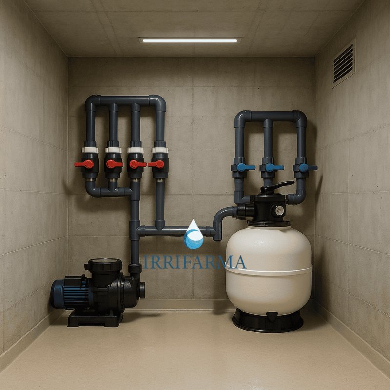Esempio di montaggio Locale Tecnico Piscina Completo e Componenti Singoli: Filtrazione Professionale Personalizzata irrifamra.it