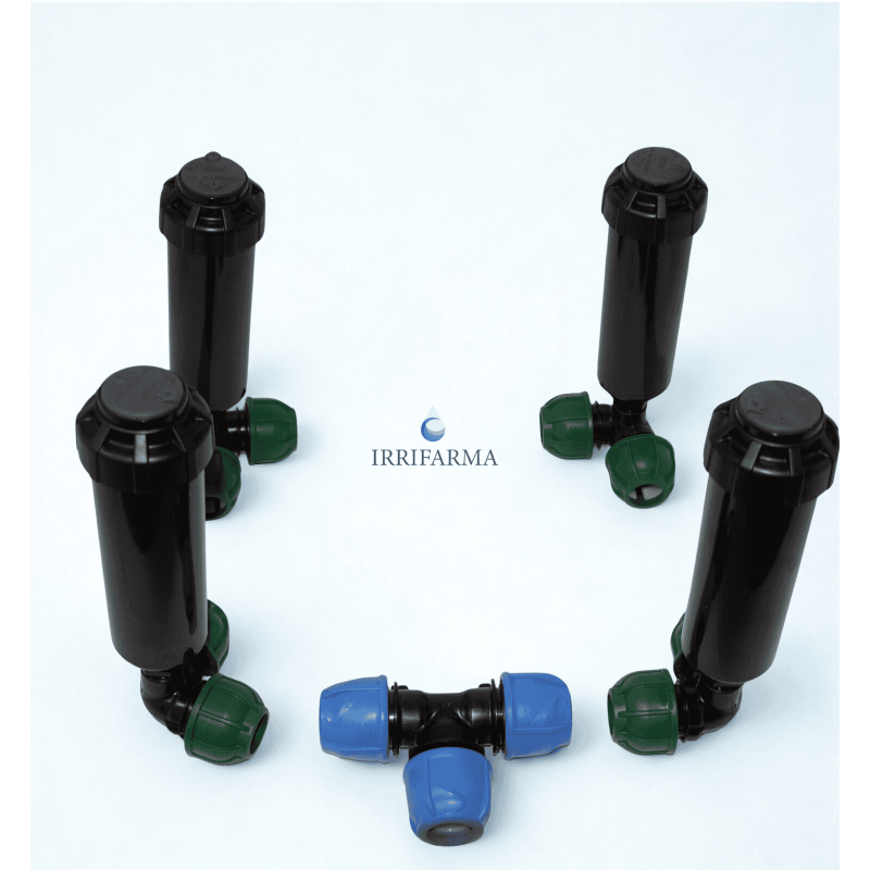 Set kit irrigazione 100 mq con 4 pop up dinamici Toro T5P RS e accessori di collegamento irrifarma.it