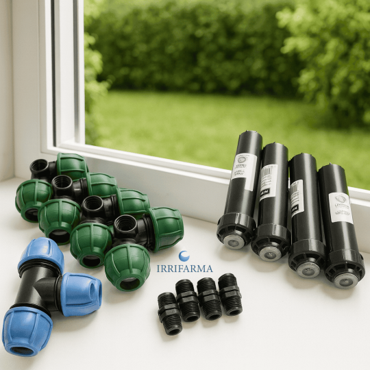 Kit irrigazione interrata 25 mq con irrigatori statici pop up e raccordi a compressione irrifarma.it