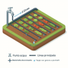 Esempio di orto da 100 mq irrigato con impianto a goccia Irrifarma con linea principale e ali gocciolanti