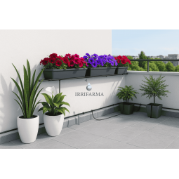 Kit irrigazione a goccia per balcone senza programmatore con tubo PE 16 mm e manichetta gocciolante irrifarma.it