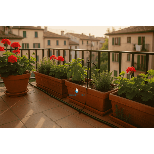 Impianto irrigazione terrazzo con irrigatori da balcone e per vaso irrifarma.it