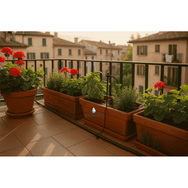 Impianto irrigazione terrazzo con irrigatori da balcone e per vaso irrifarma.it