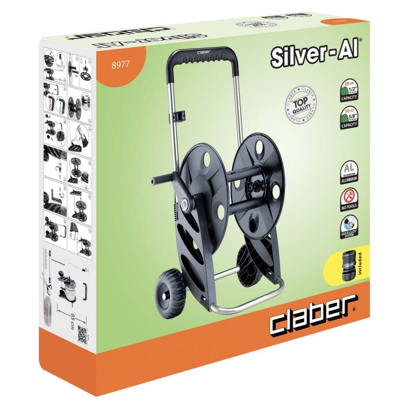 dettaglio imballo Carrello avvolgitubo Claber Silver-Al 8977 60 m irrifarma.it