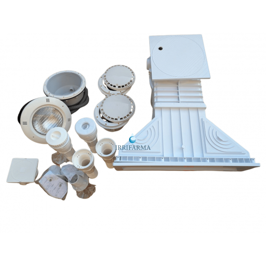 vista dall'alto Kit piscina interrata 50 m³ con 1 skimmer a sfioro – cemento armato e casseri irrifarma.it