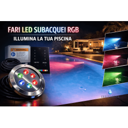 Esempio di realizzazione Kit 4 fari piscina PAR56 RGBW DMX + centralina 5 zone | Teclumen irrifarma.it