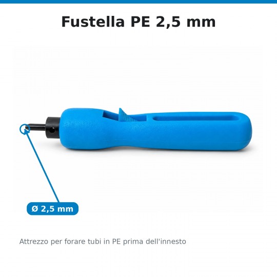 dettaglio punta Fustella fora tubi polietilene a punta 2,5 mm irrifarma.it