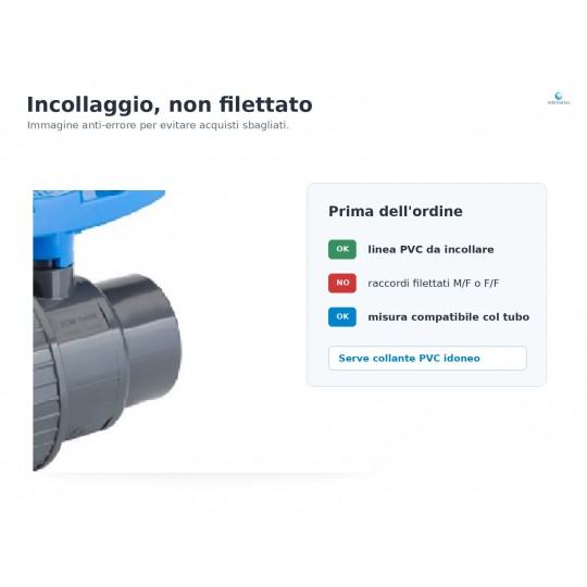 uso Valvola a sfera PVC-U monoghiera ad incollaggio PN16 Ø16–110 irrifarma.it
