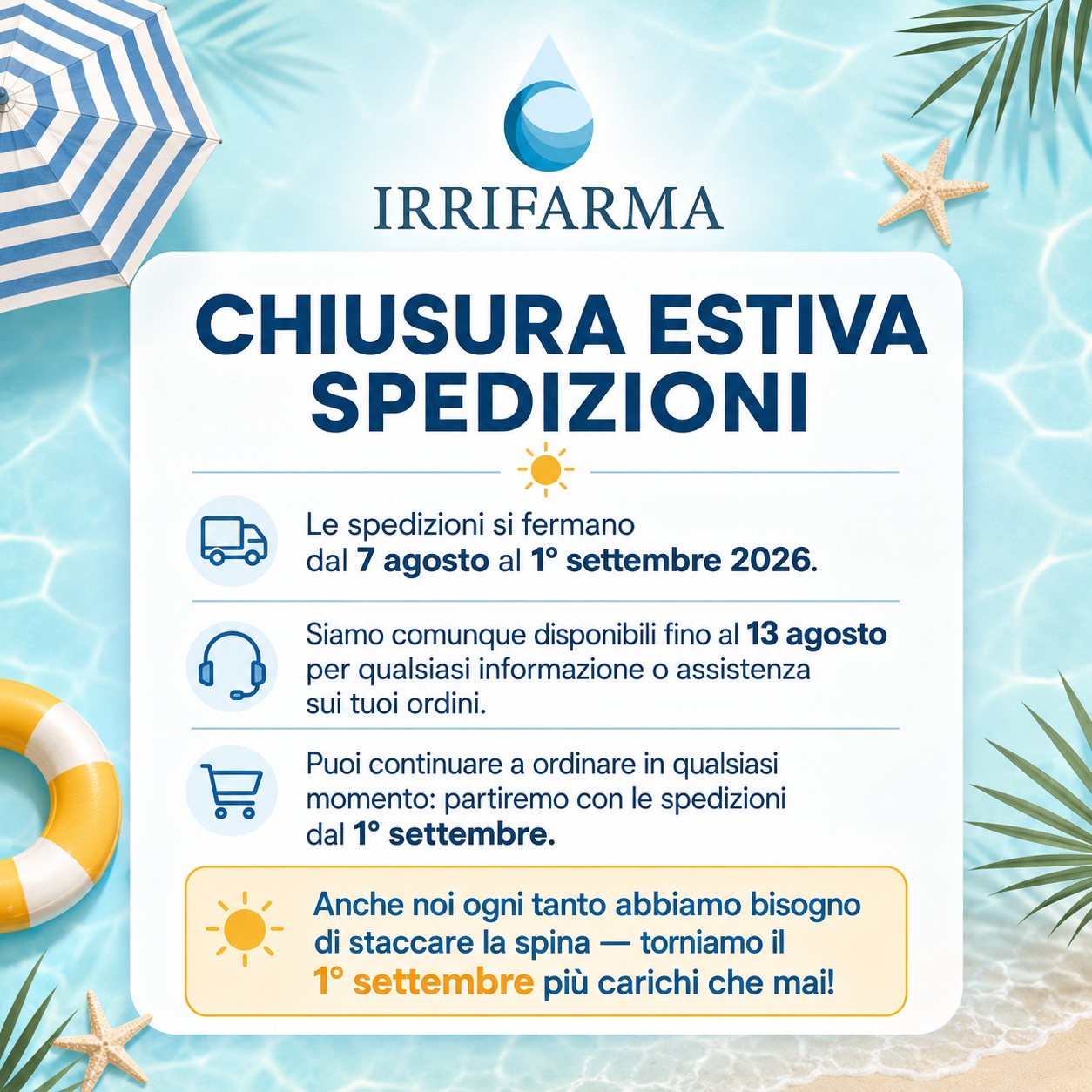 Avviso spedizioni