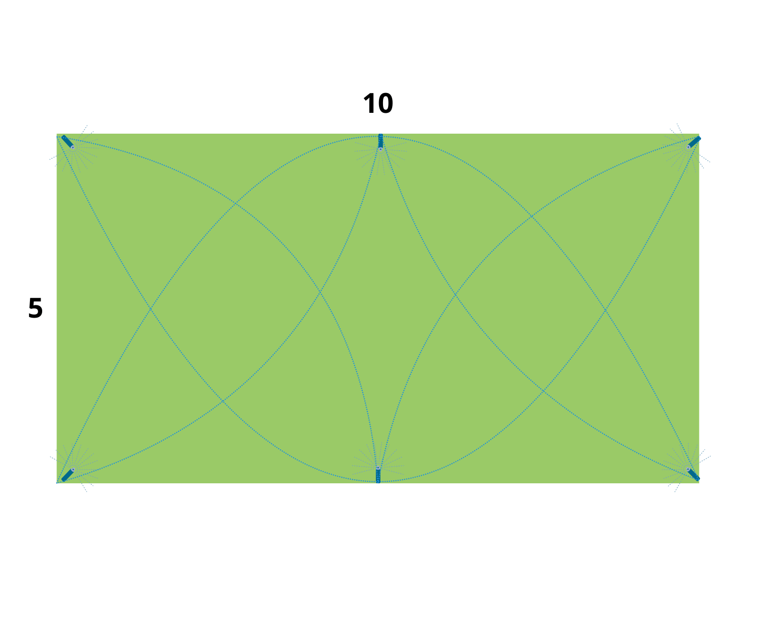 Schema impianto irrigazione prato 10x5 metri con irrigatori dinamici a turbina