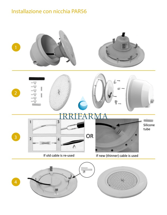 schema installazione in nicchia faro par56