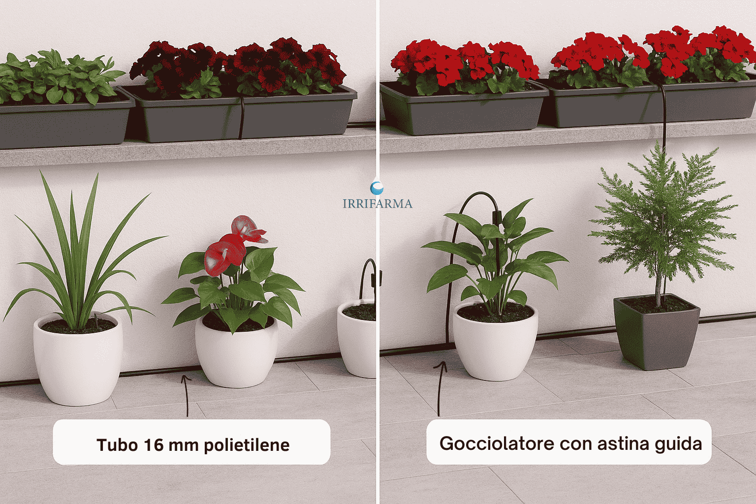 Kit irrigazione terrazzo e balcone a goccia per vasi e fioriere 113 pezzi